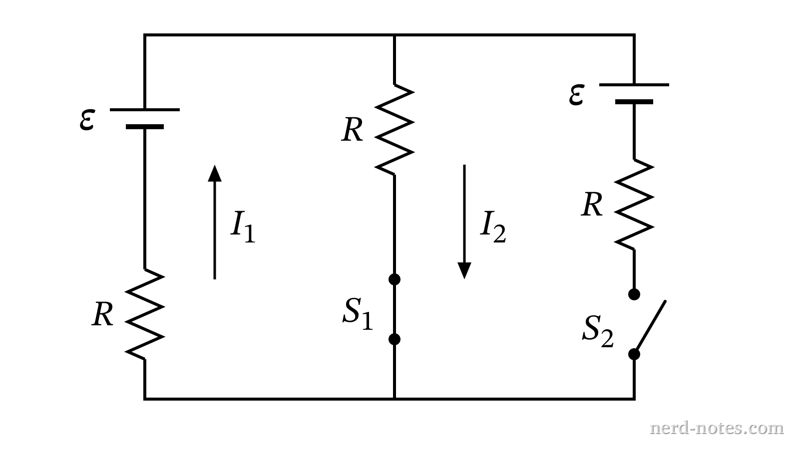 Circuit schematic with switches S1 and S2.