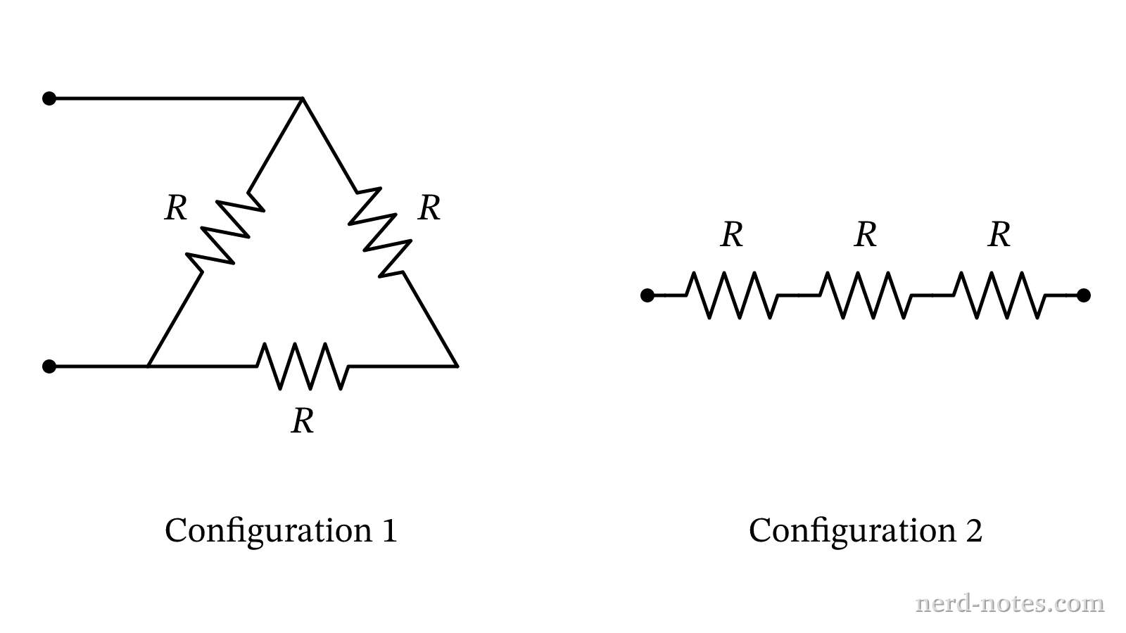 Resistor arrangements for Configuration 1 and Configuration 2.