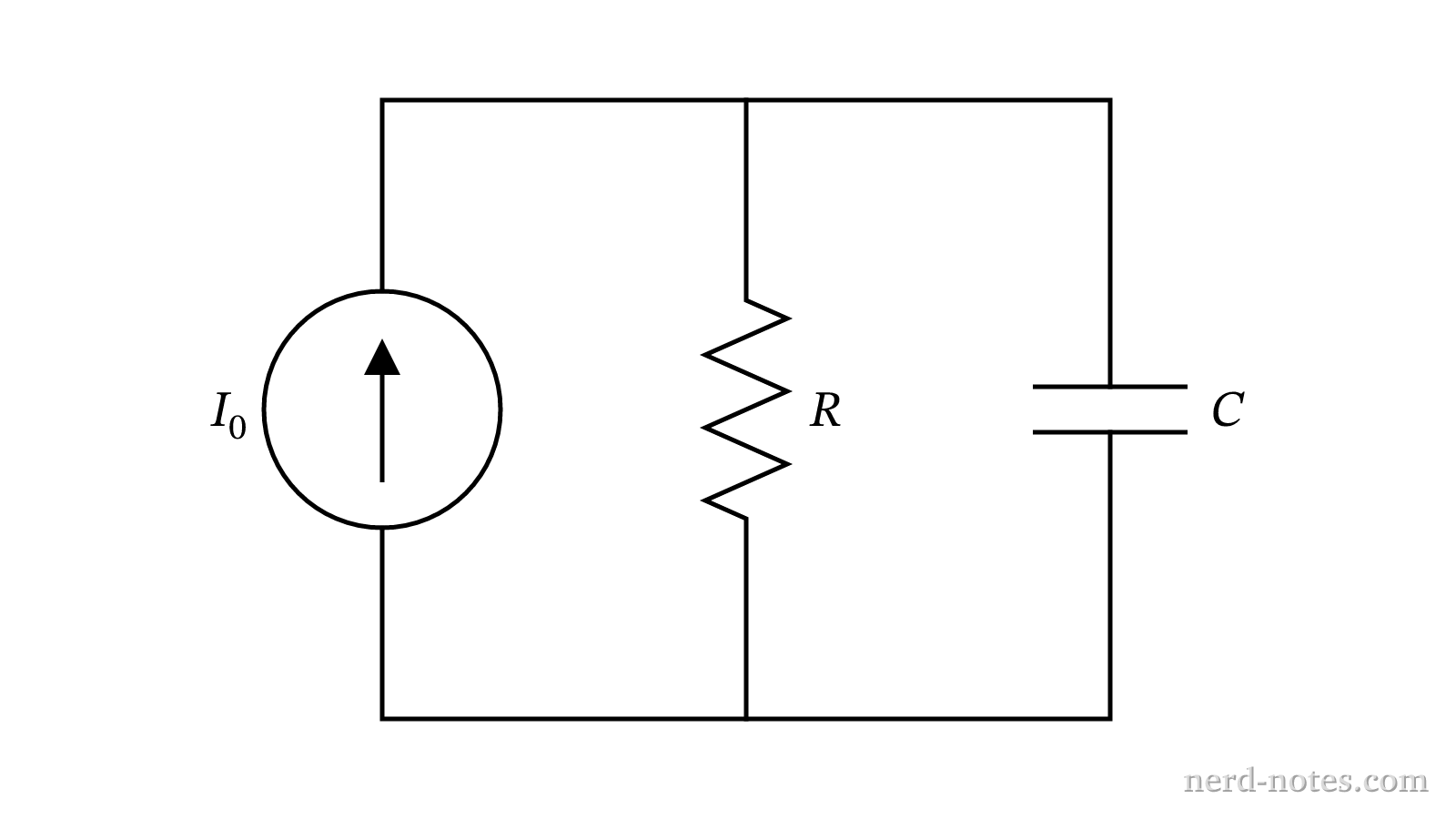 Parallel RC circuit connected to a constant current source.