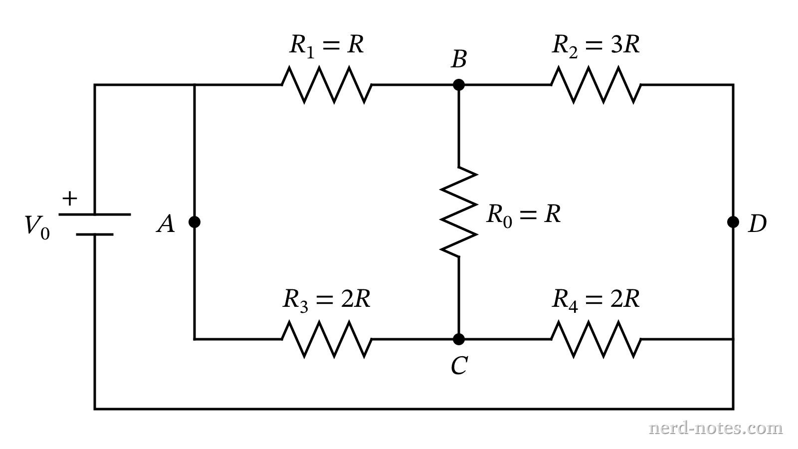 Unbalanced Wheatstone bridge circuit.