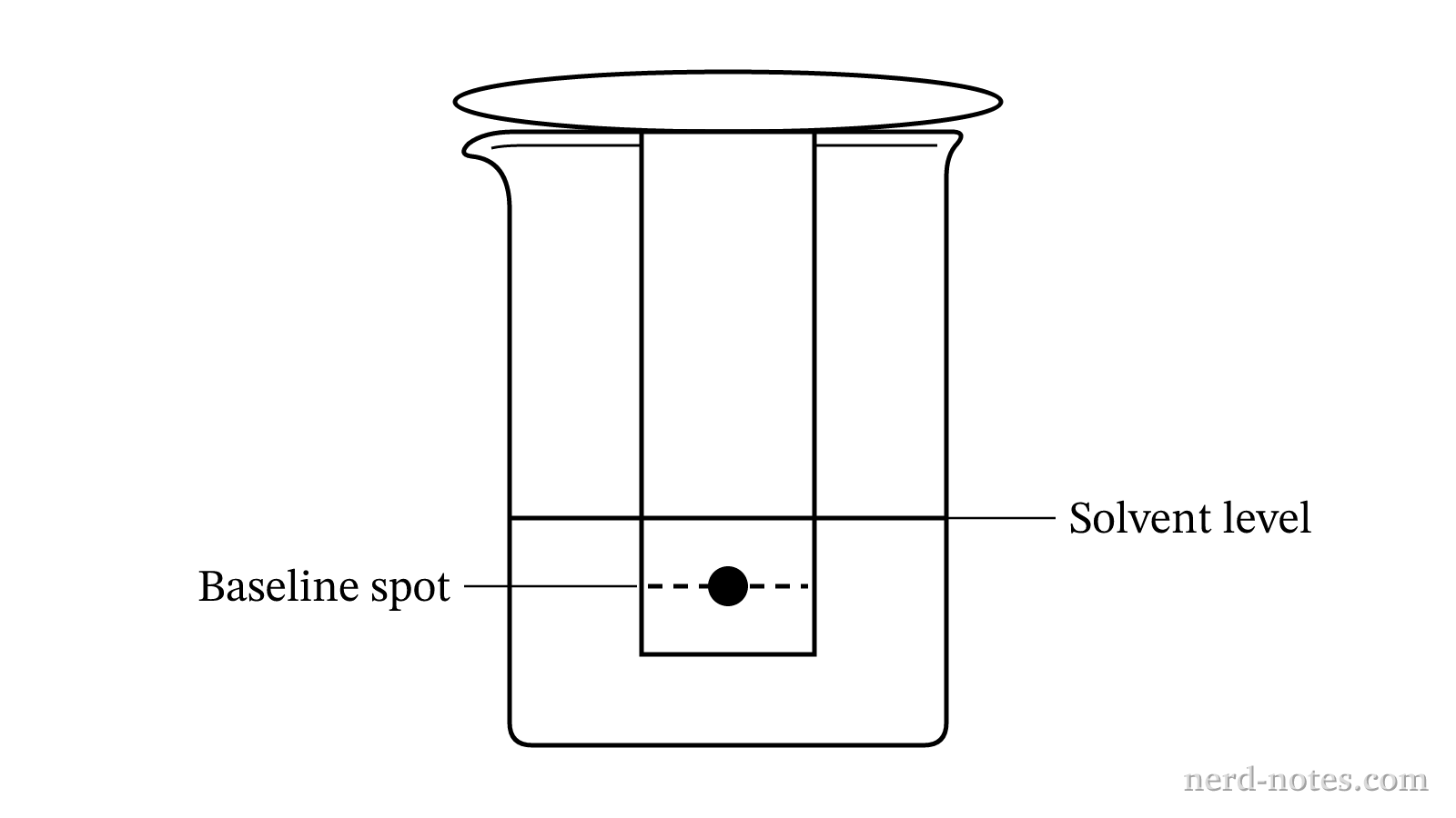 Experimental setup for paper chromatography.