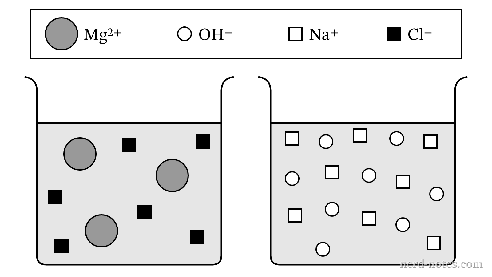 All solute particles before the two solutions are mixed.