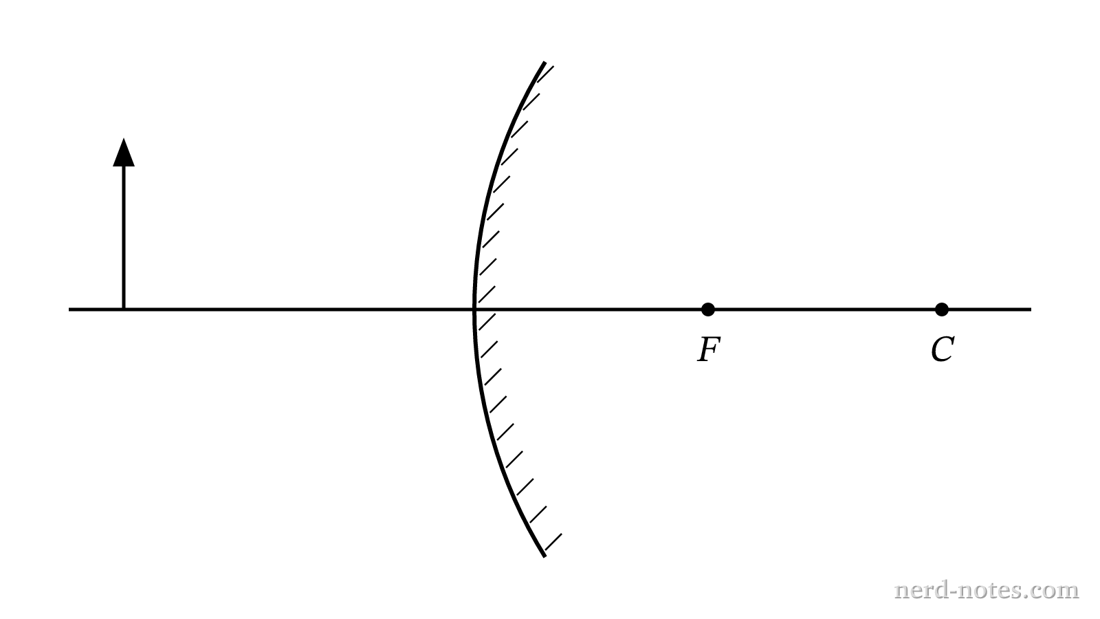 Physical setup of the convex mirror and object.