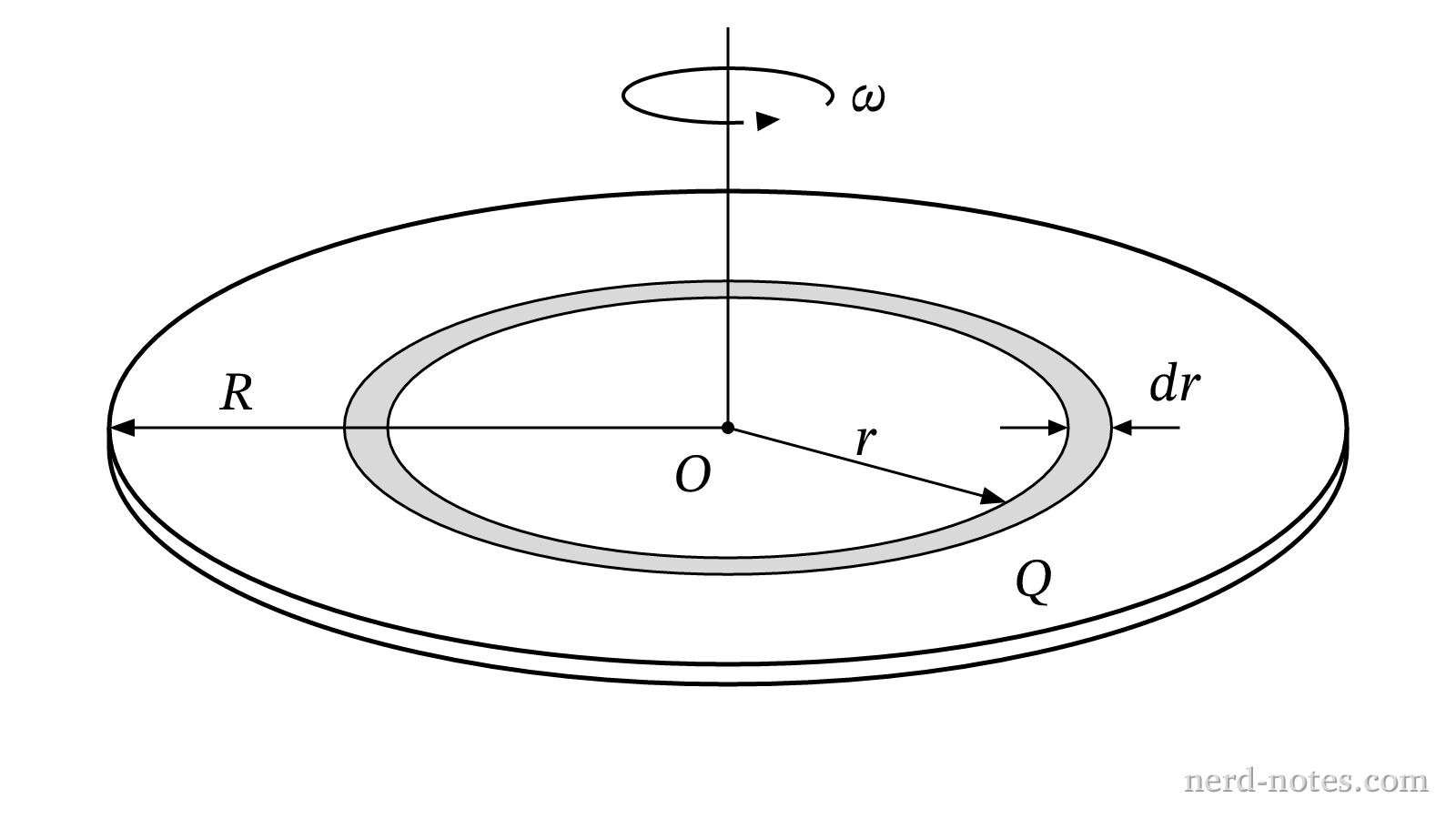 Rotating charged disk with ring element.