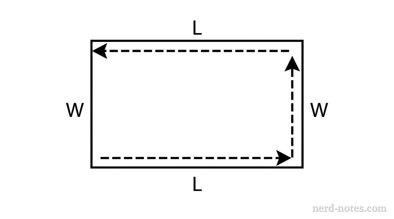 Top-down view of the student's path through the rectangular courtyard.