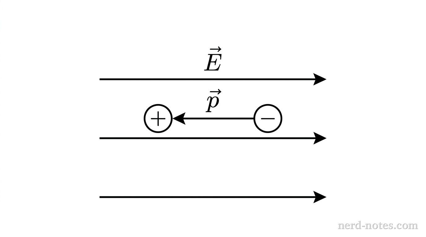 An electric dipole in a uniform electric field.