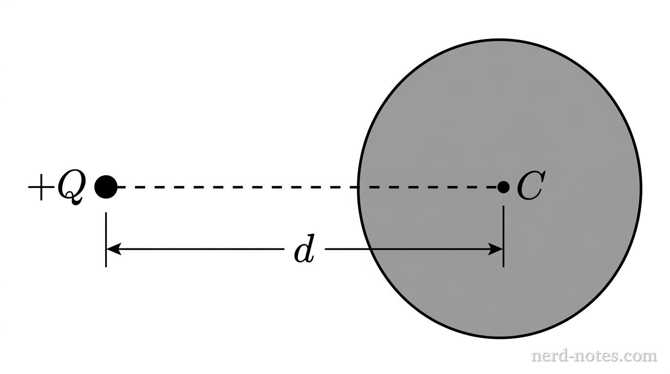 A neutral metal sphere placed near a positive point charge.