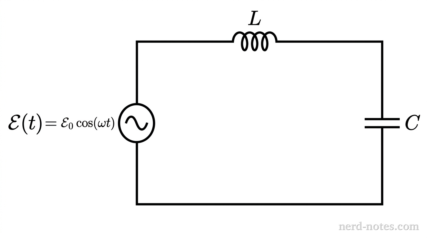 Series LC circuit driven by a sinusoidal voltage source.