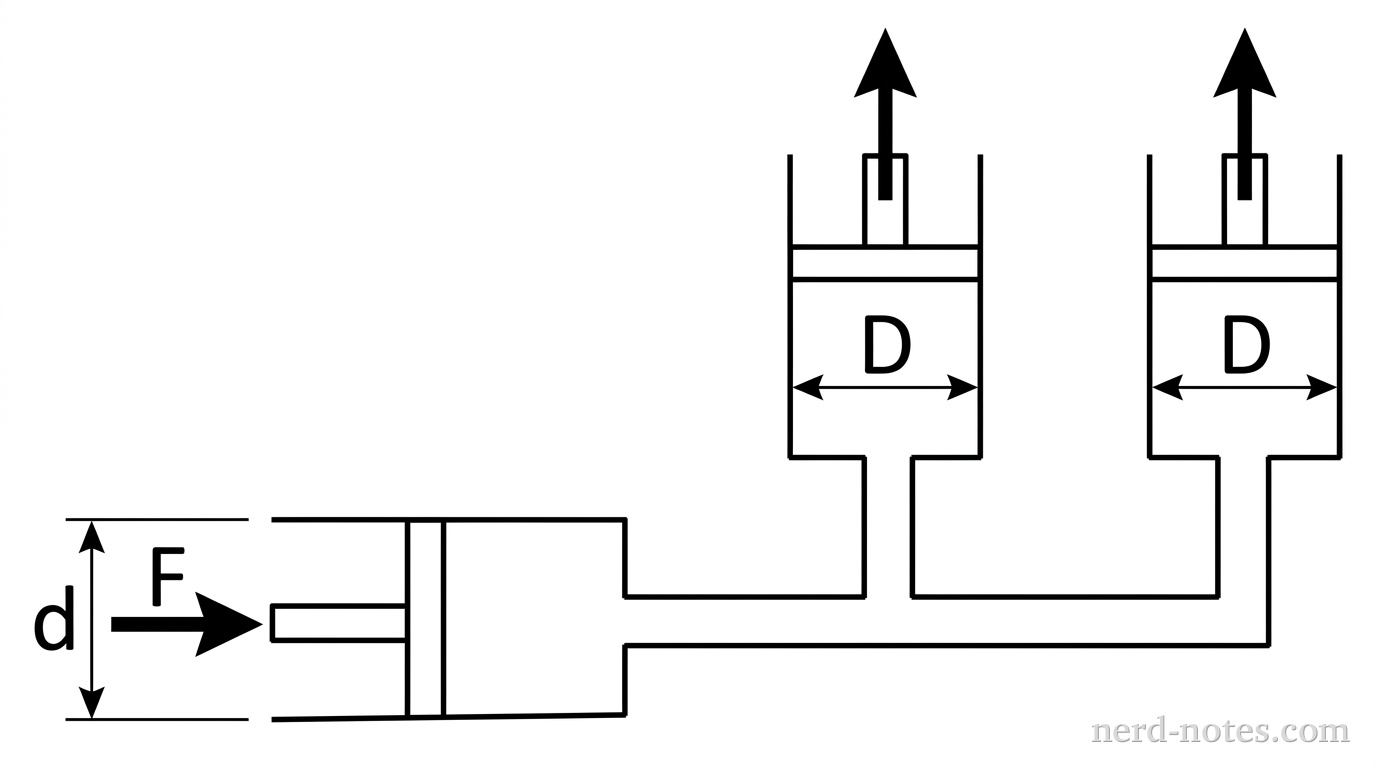 Hydraulic system with one master cylinder and two wheel cylinders.