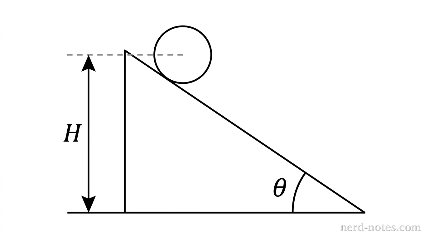 Figure 1. A circular object at the top of an incline.