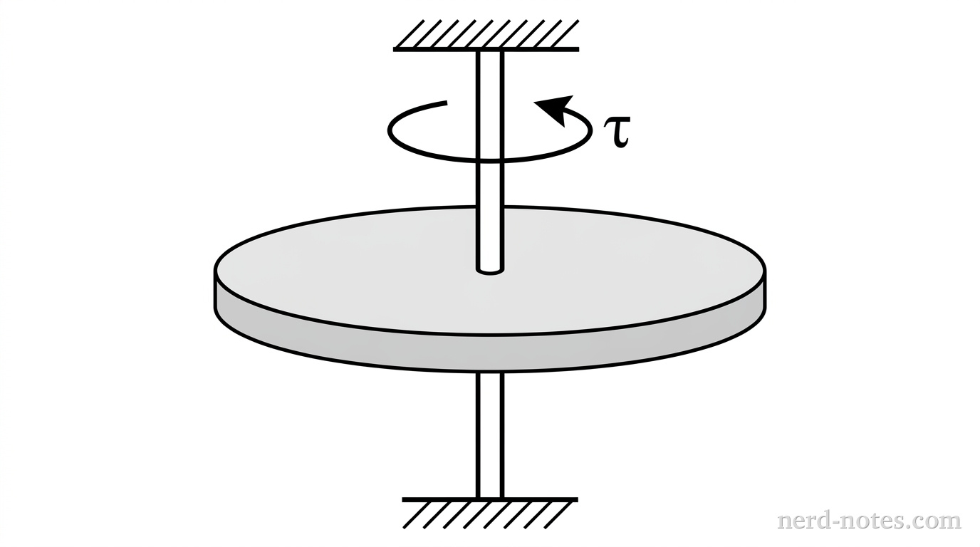 A disk mounted on an axle with an applied torque.