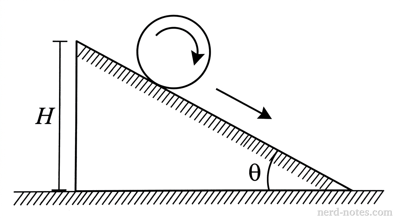 Figure 1. A solid cylinder rolling down an incline.