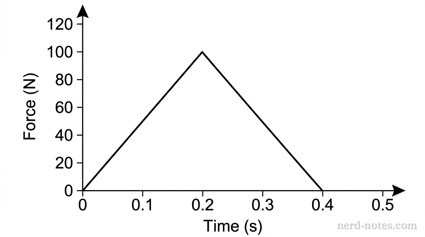 Graph of force F as a function of time t.