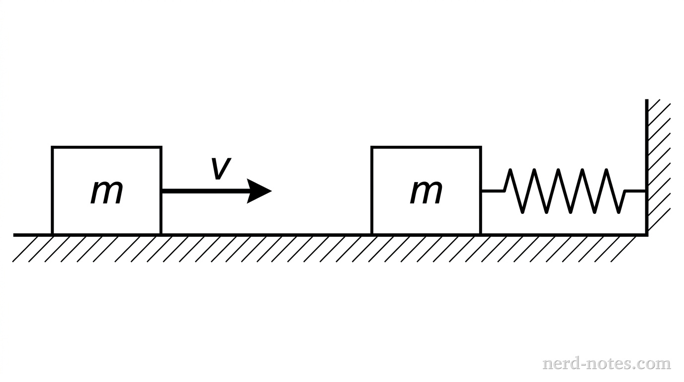 Experimental setup for the collision of two blocks.
