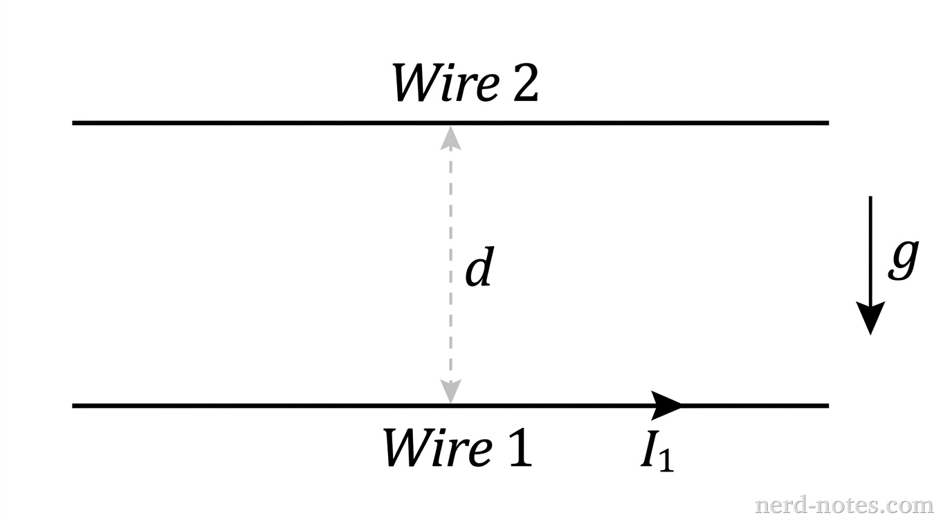 Wire 2 suspended directly above fixed Wire 1