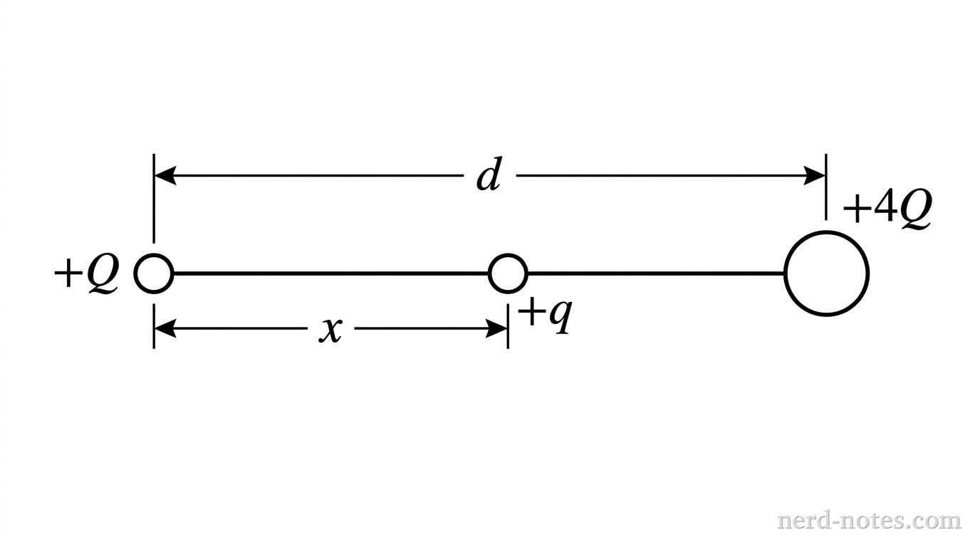 Three point charges arranged on a line.