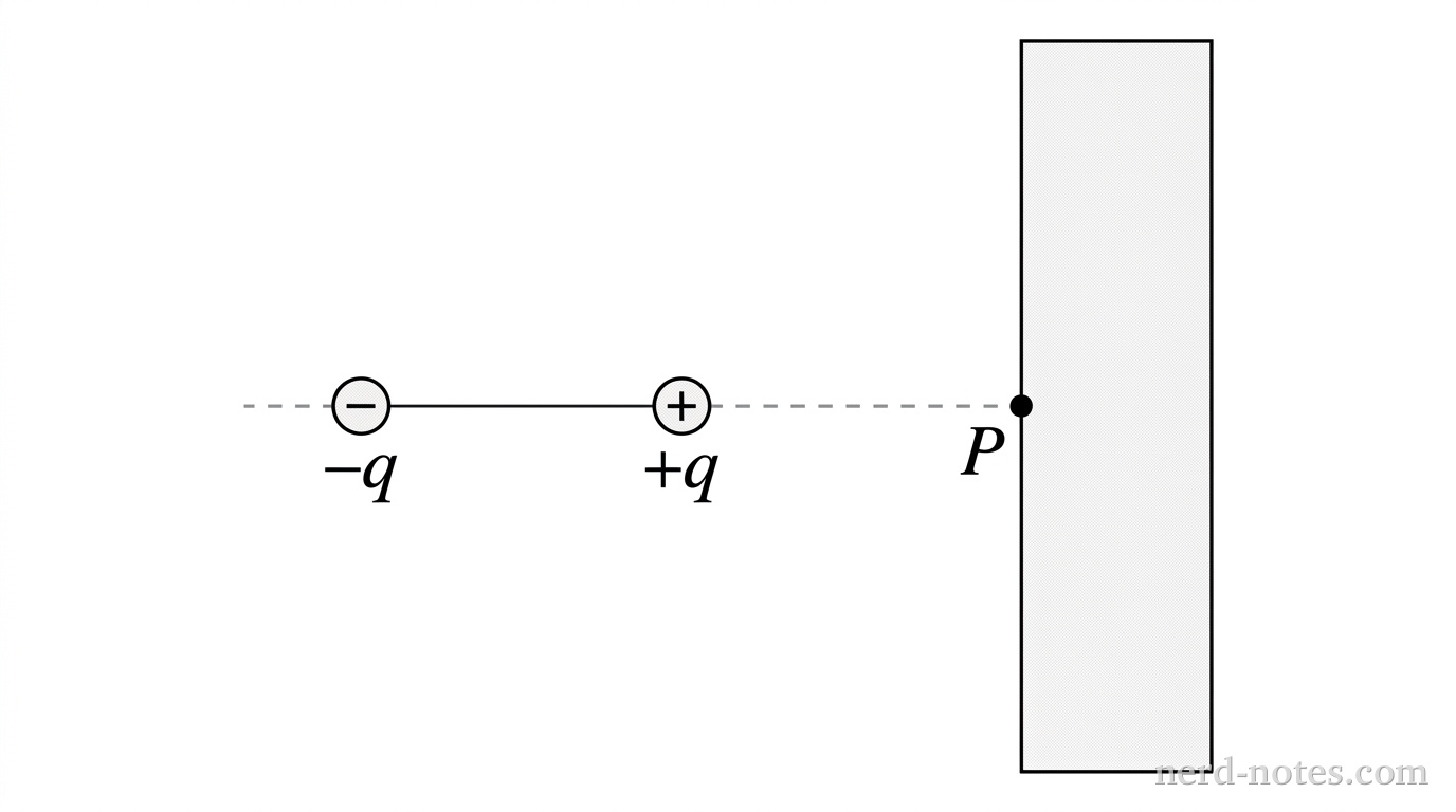 An electric dipole oriented perpendicular to an uncharged conducting plate.