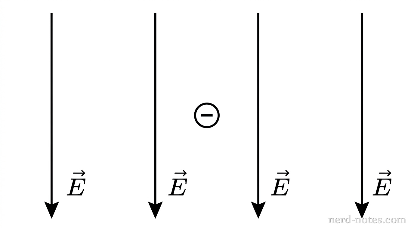 Uniform downward electric field with an electron.