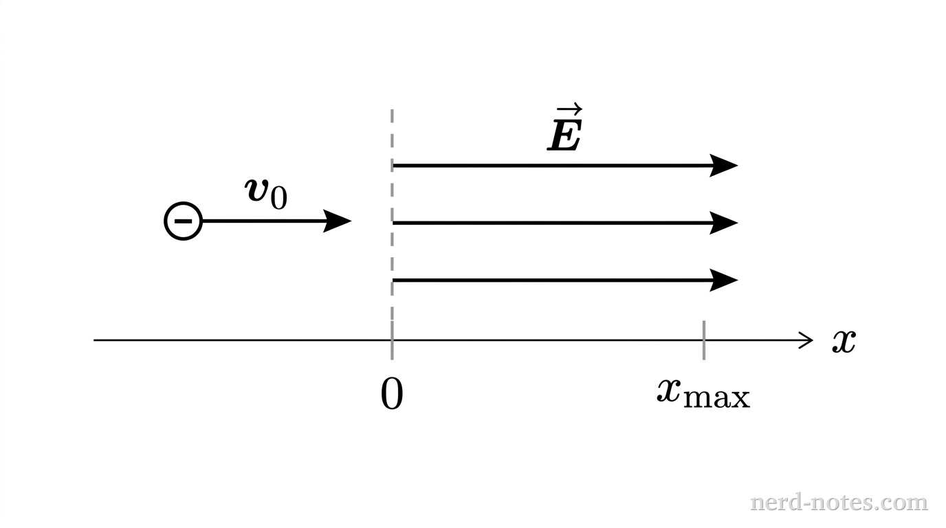 Electron entering a region of uniform electric field.