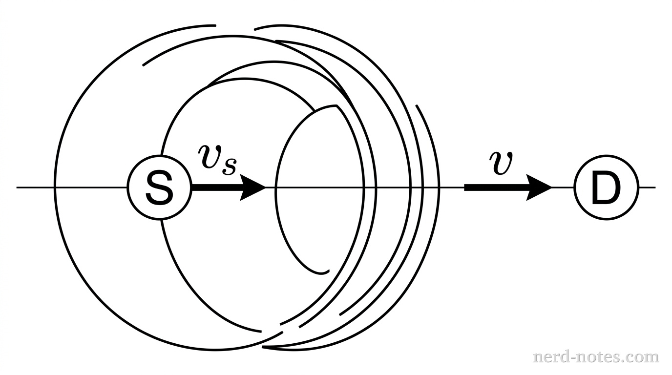 A wave source moving toward a stationary detector.