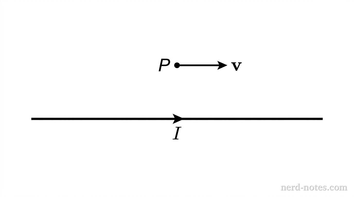 An electron and a proton moving near a current-carrying wire.
