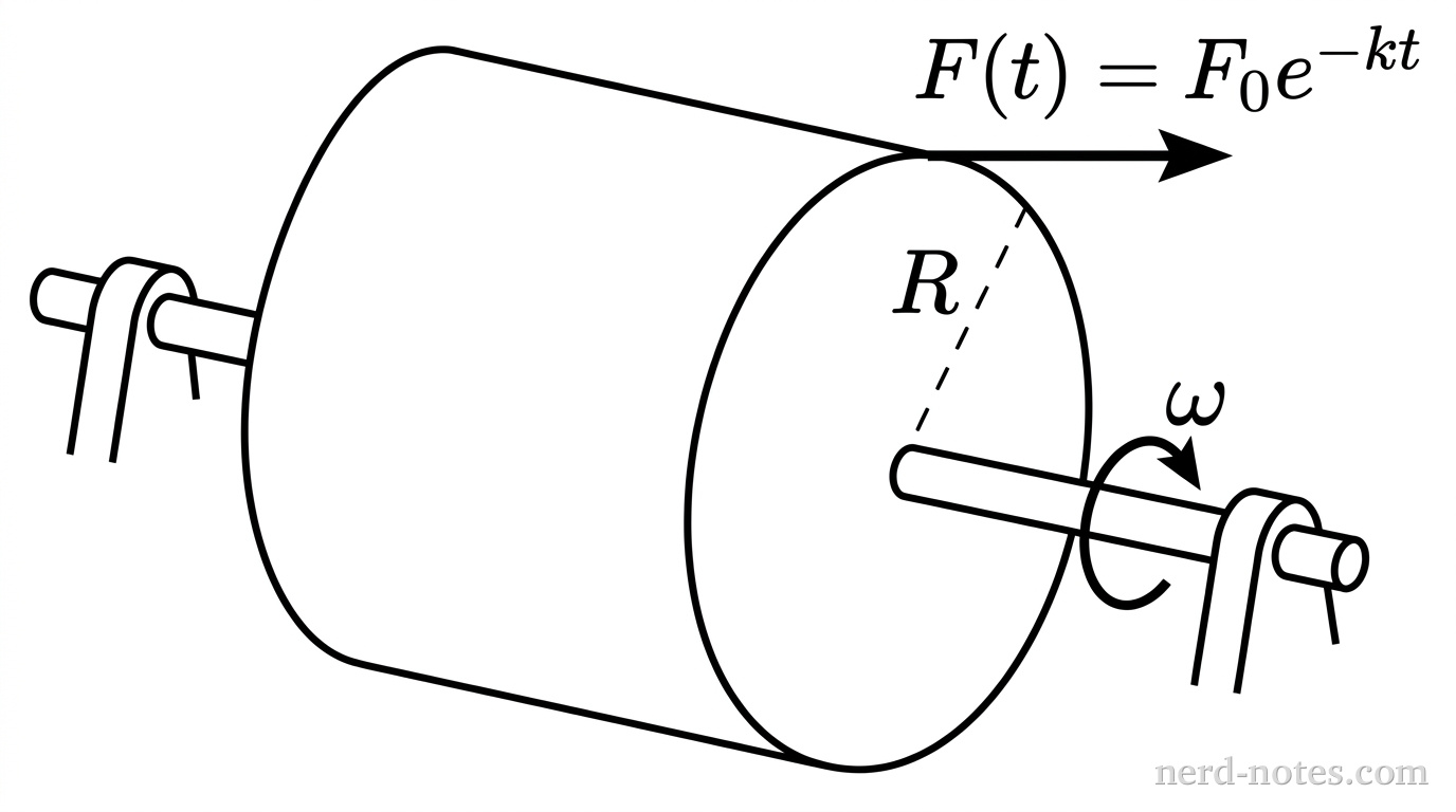 Solid cylinder subject to a tangential force.