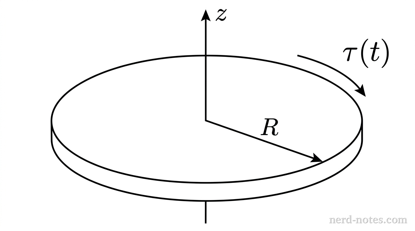 Flywheel subjected to time-dependent torque.