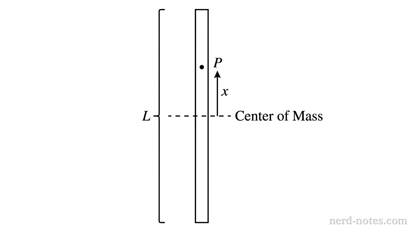 Figure 1. A uniform rod suspended from pivot point P.