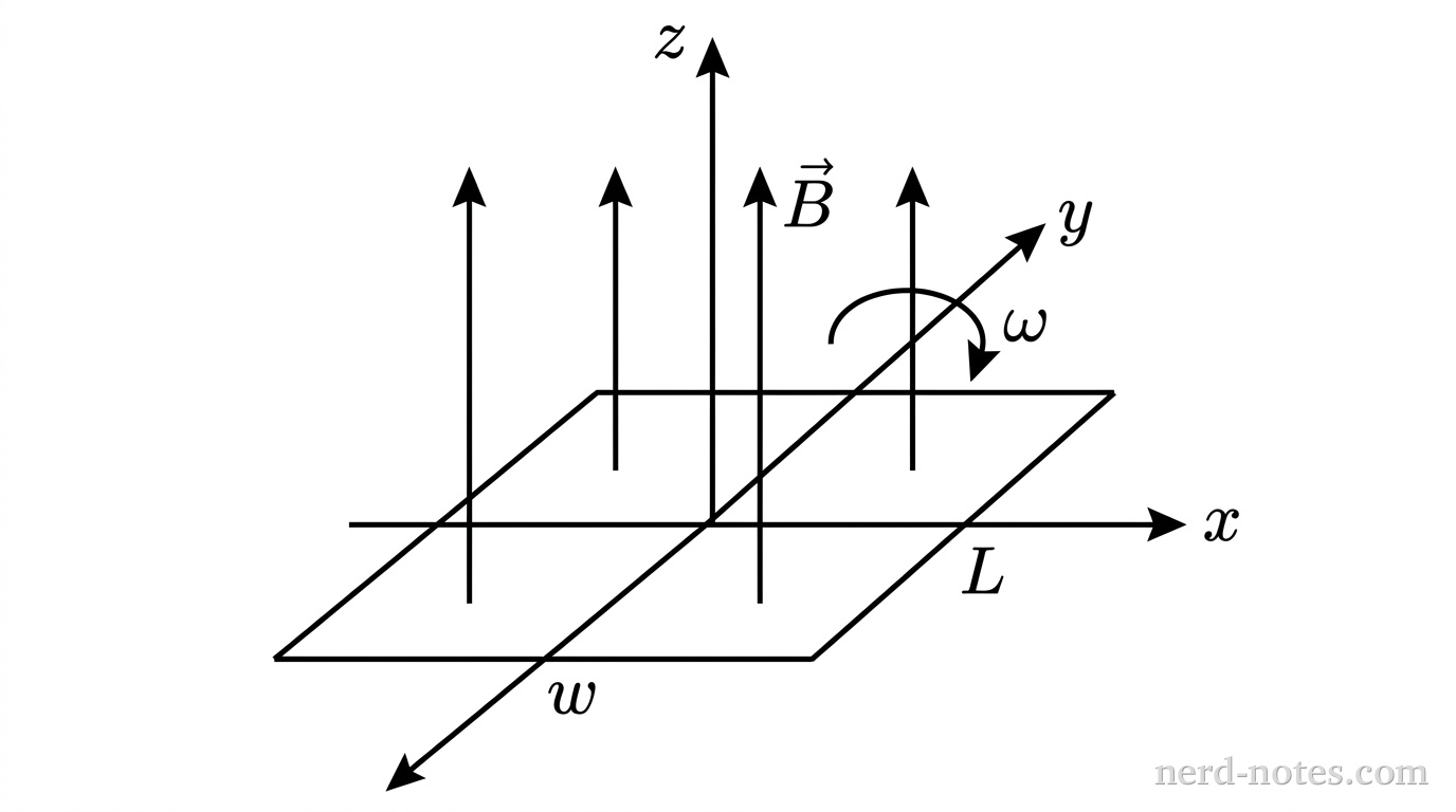 Figure 1. A rectangular loop rotating in a uniform magnetic field.