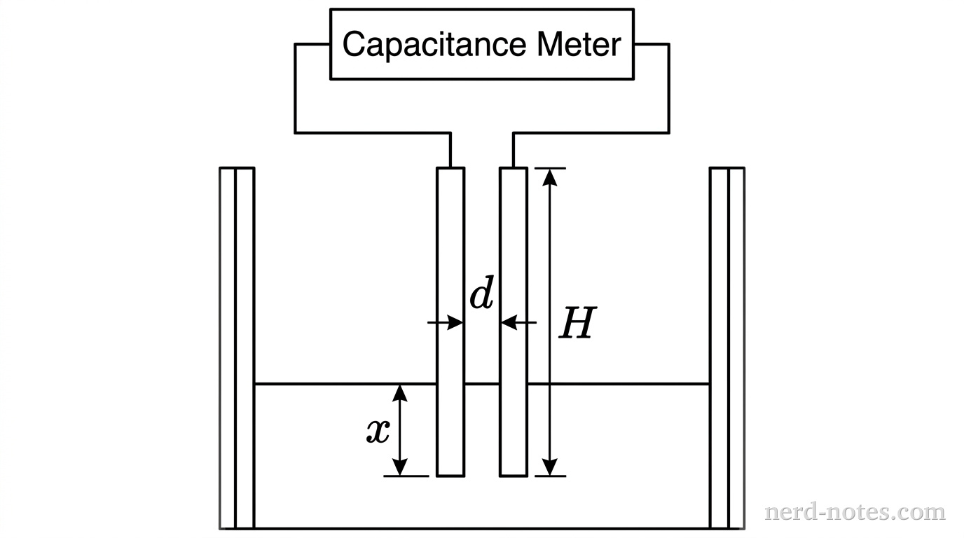 Figure 1. A partially submerged parallel-plate capacitor.