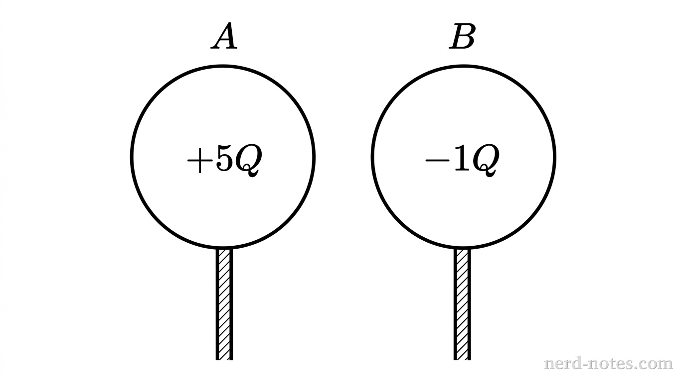 Spheres A and B before contact.