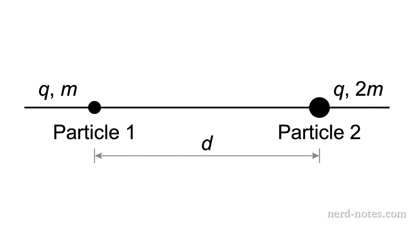 Two point charges released from rest at initial separation d.