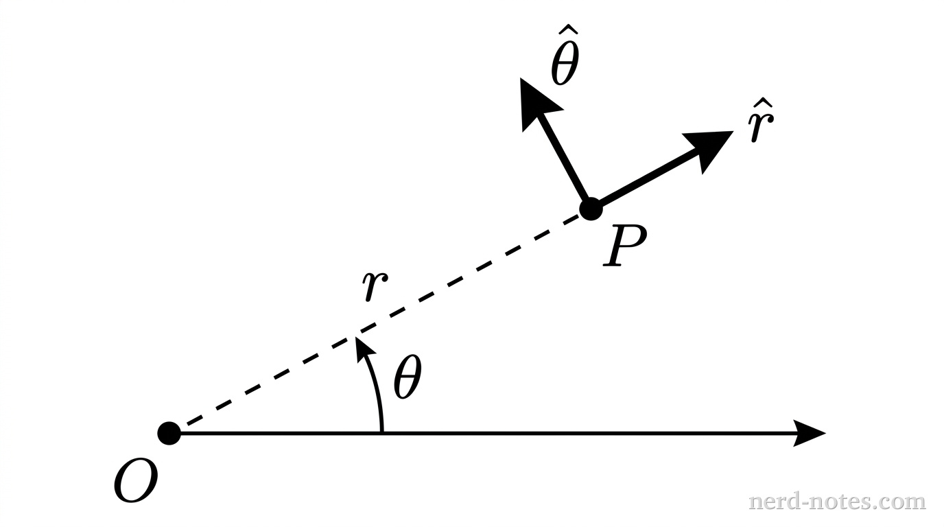 Point P in two-dimensional polar coordinates.
