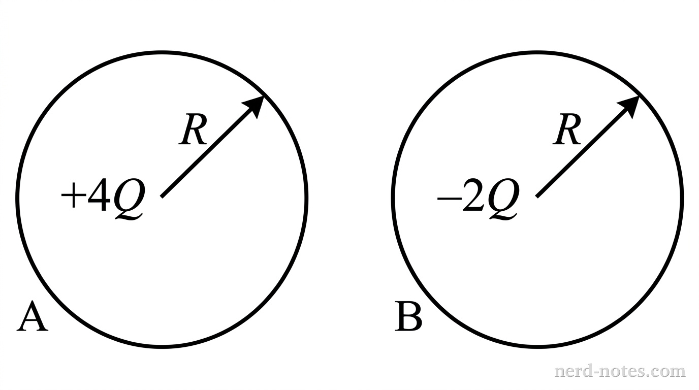 Two isolated conducting spheres with initial charges.