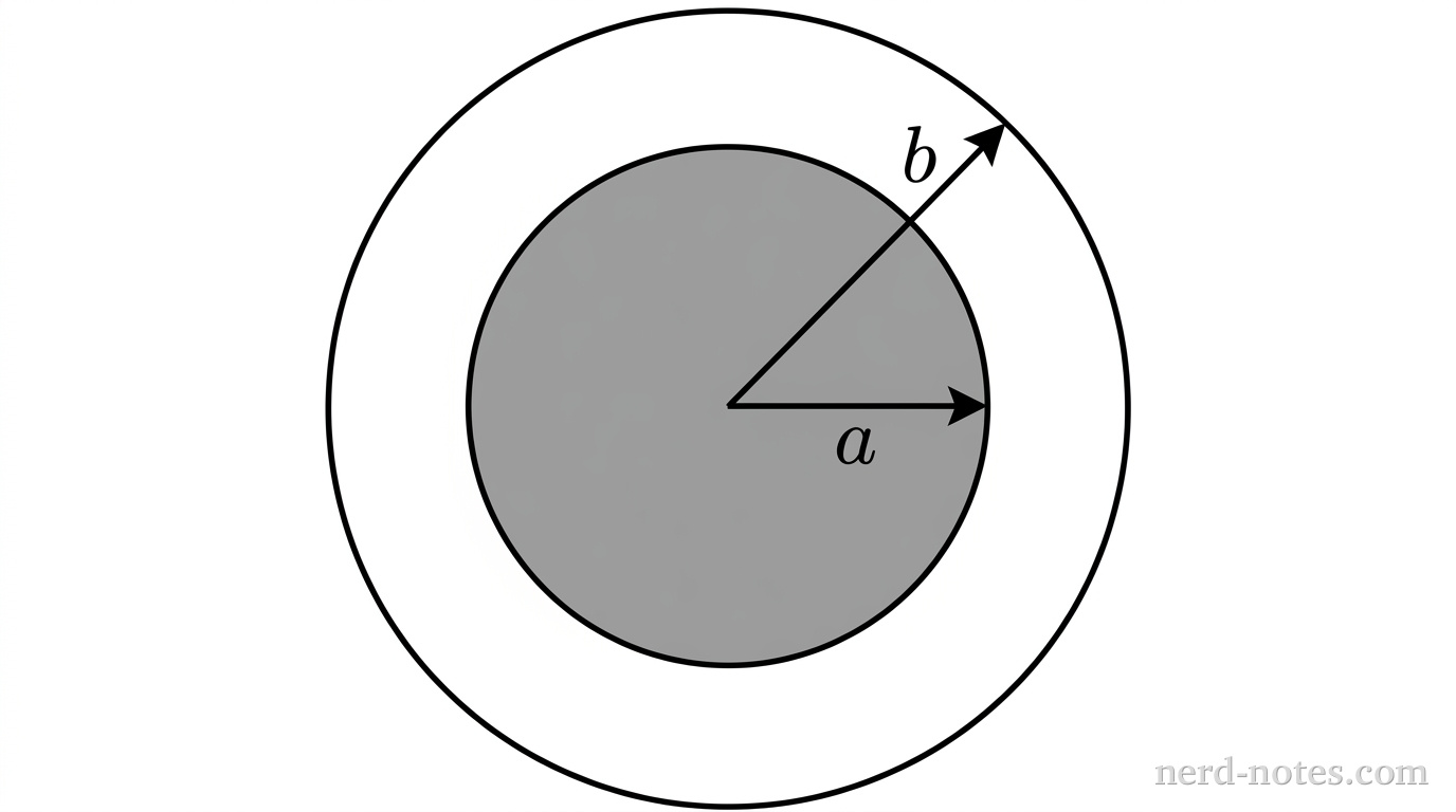 Cross section of concentric spherical conductors.