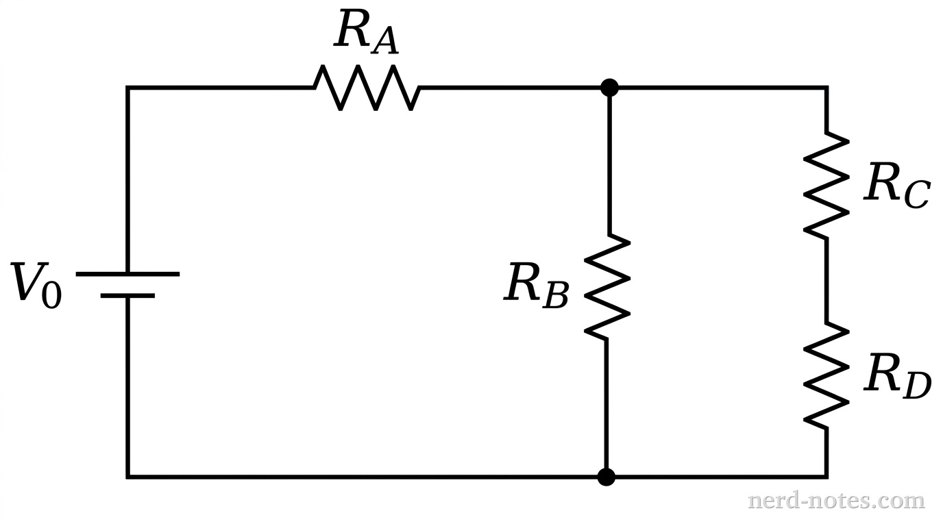 Circuit schematic before resistor R_D burns out.