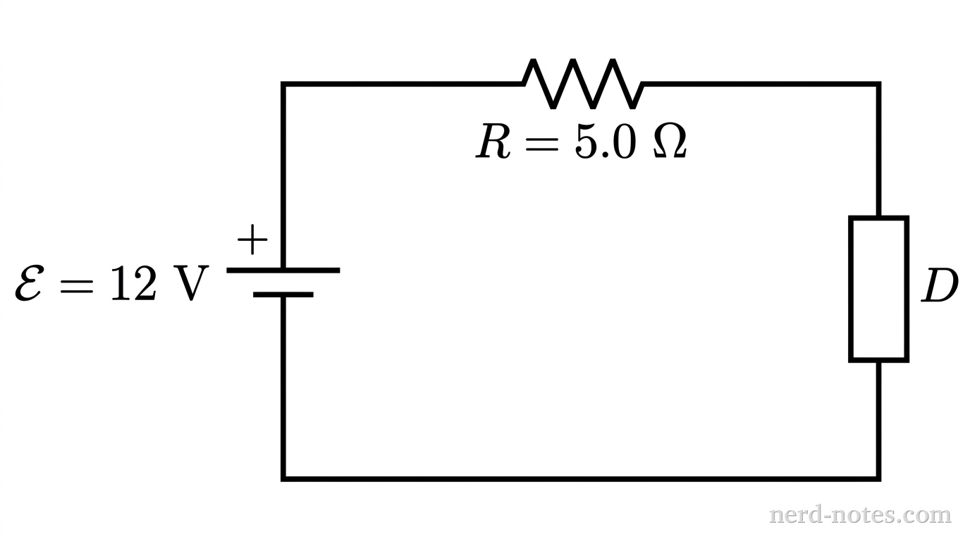 Circuit schematic containing battery, resistor, and non-linear element.