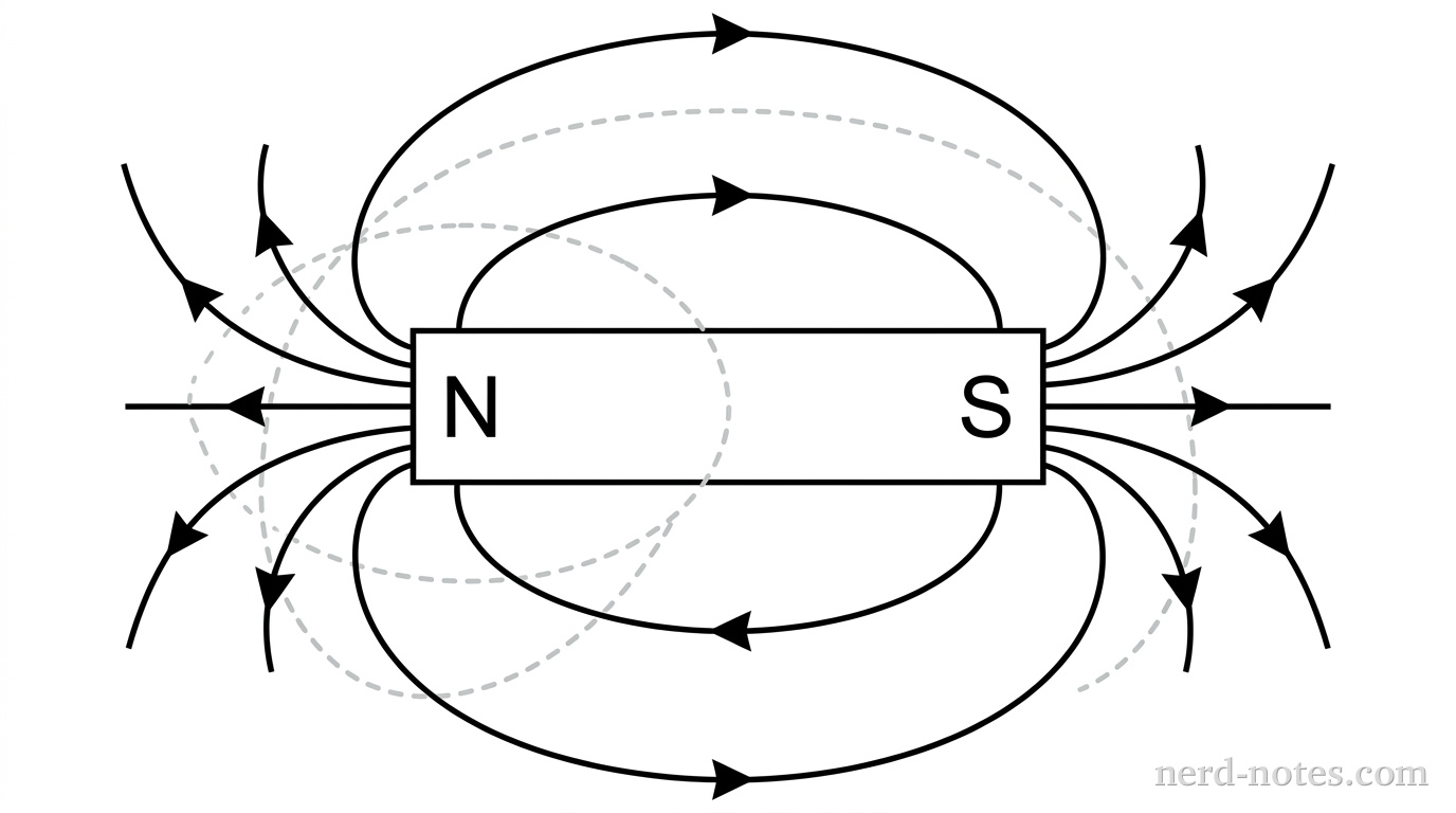 A bar magnet with a closed surface enclosing its north pole.
