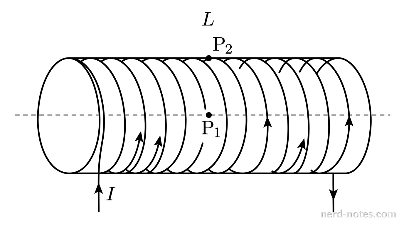 A long solenoid of length L carrying current I.