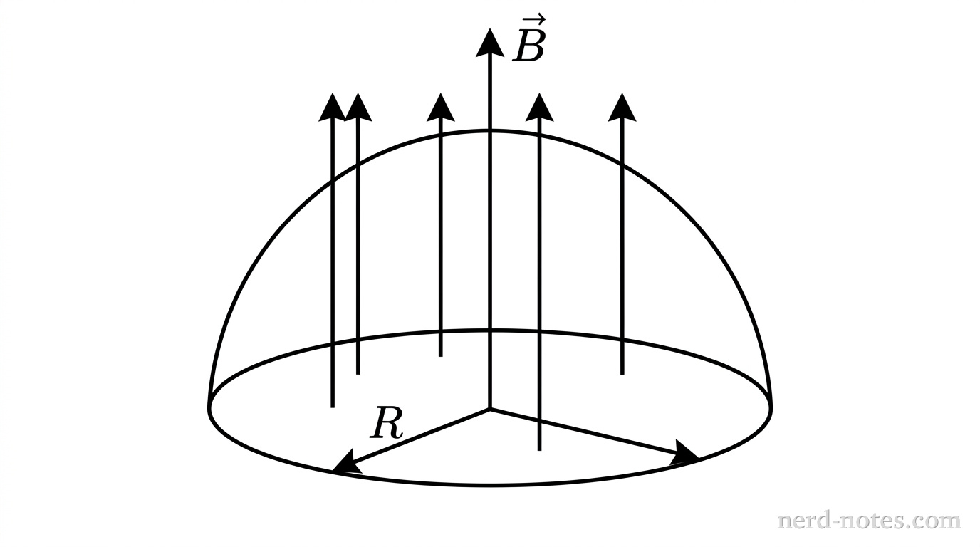 Hemispherical surface in a uniform magnetic field.