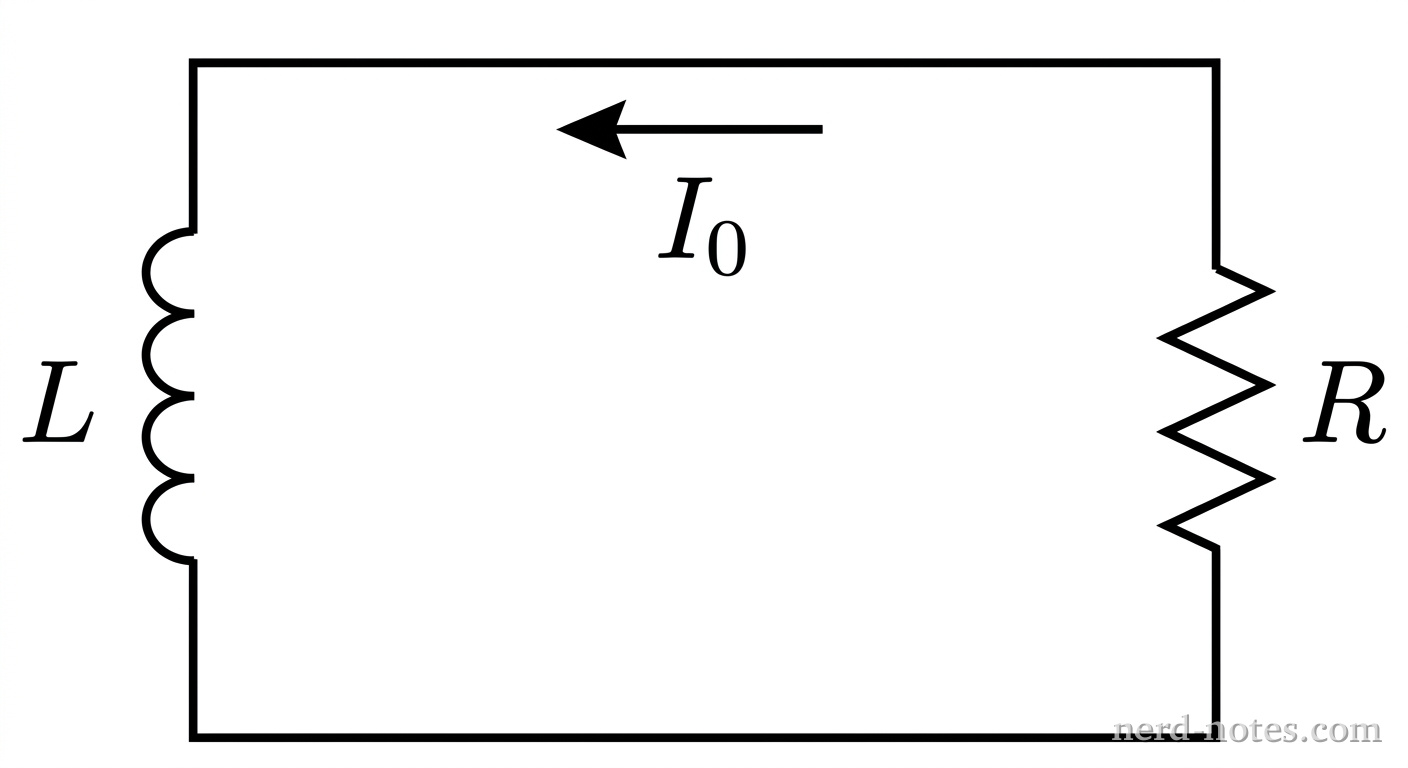LR circuit loop during current decay.