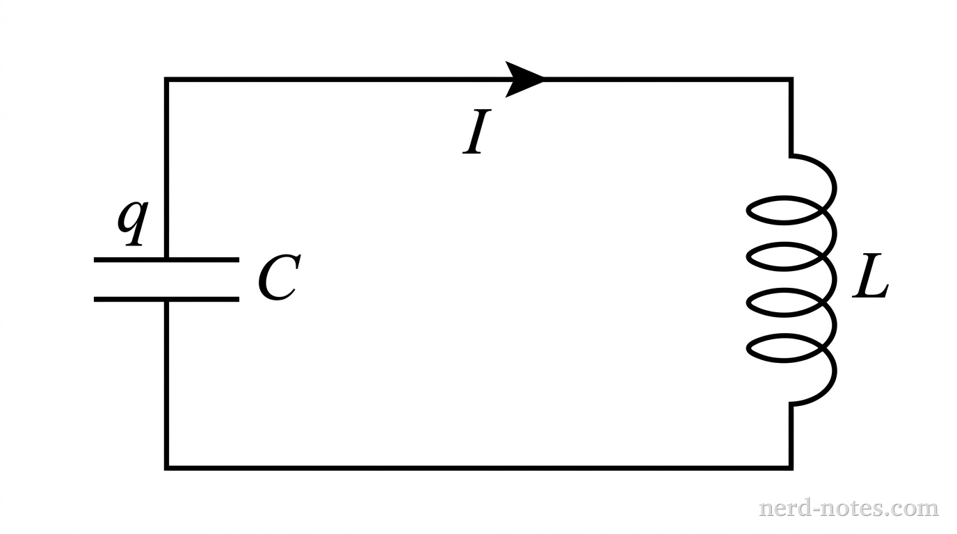An ideal LC circuit containing a capacitor C and an inductor L.