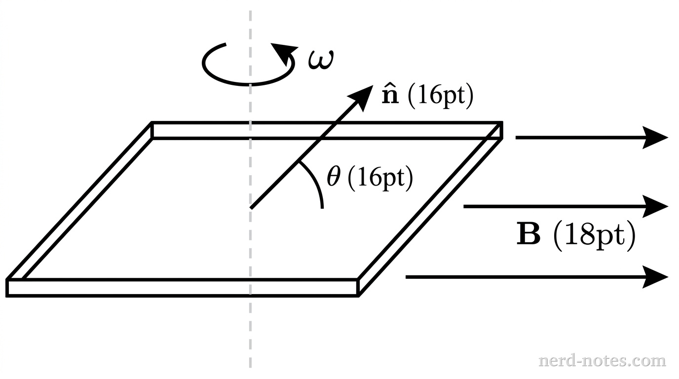 A square loop rotating in a uniform magnetic field B.