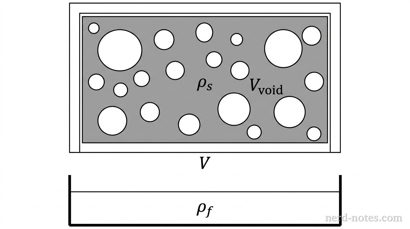 Cross-section of a porous foam block showing solid matrix and internal voids.