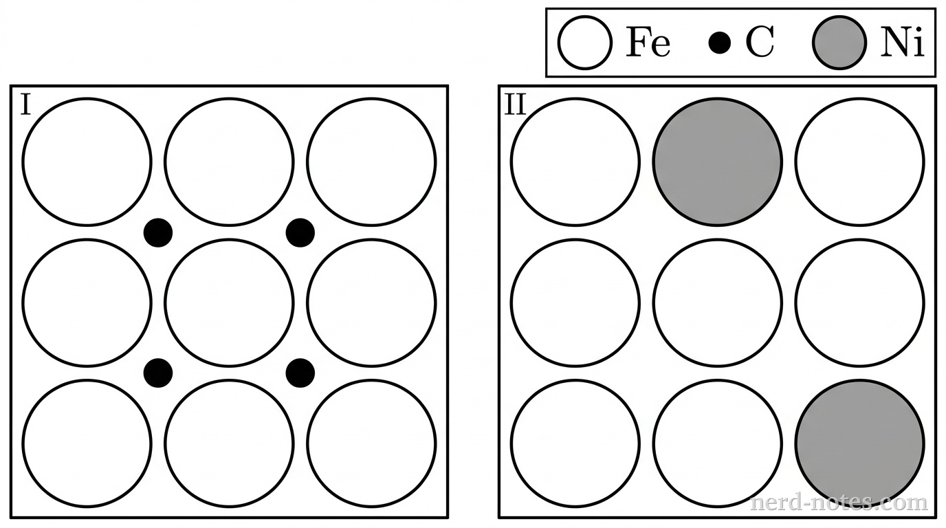 Equal-volume particulate models of alloys I and II