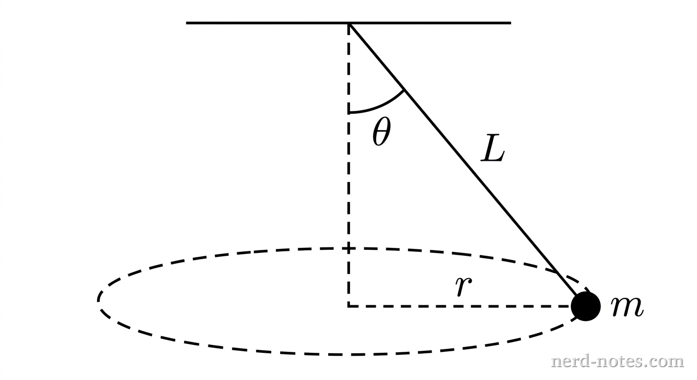 Experimental setup of the conical pendulum.