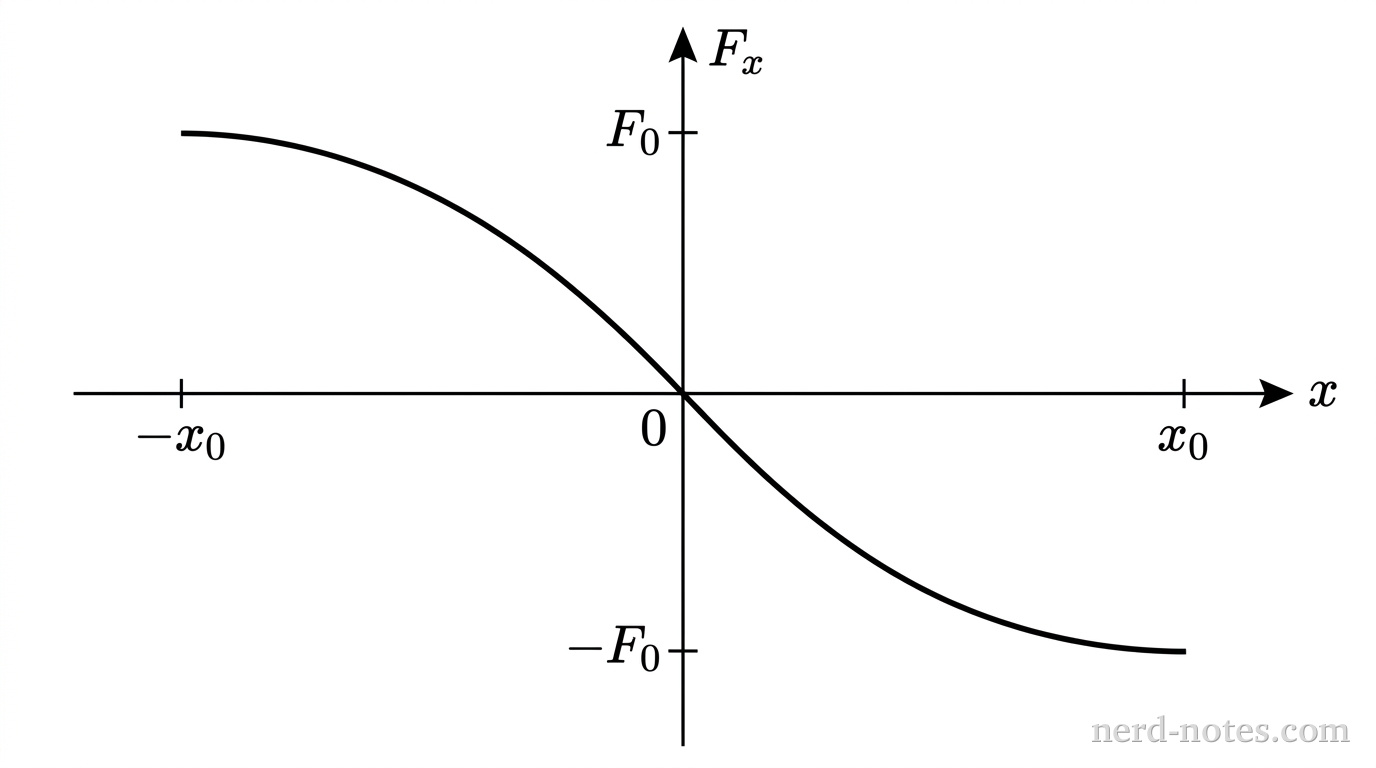 Graph of spring force as a function of position.