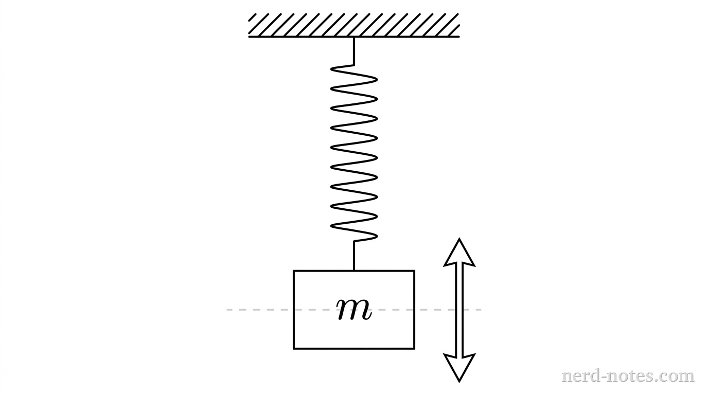 Experimental setup of a mass oscillating vertically on a spring.