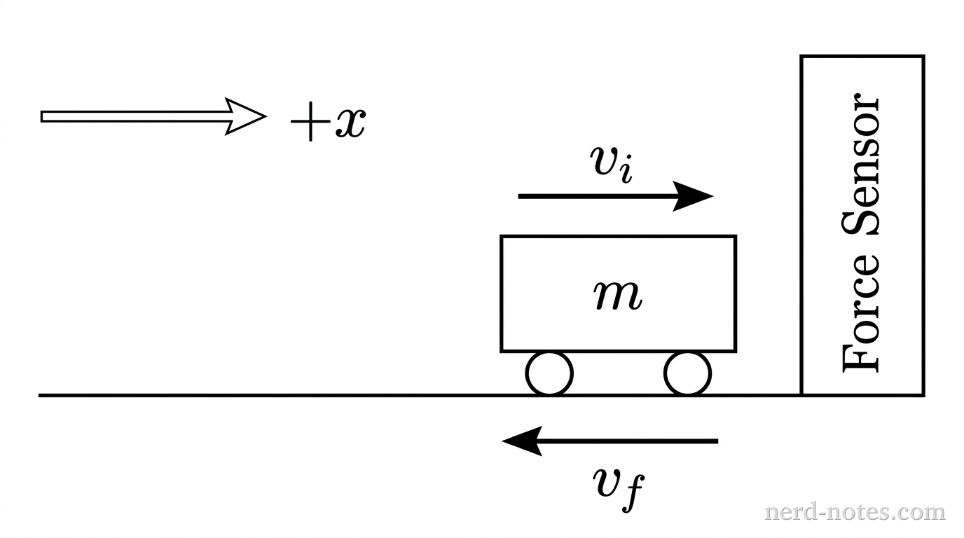 Apparatus for measuring the collision of a cart rebounding from a force sensor.