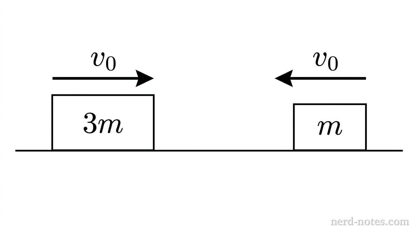Two carts moving toward each other on a frictionless track before colliding.